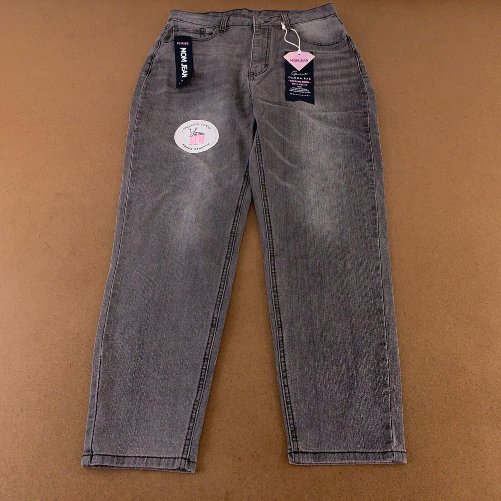 Gem by Gemma Rae Juniors Size 11 Gray Super Stretch Denim Hi Rise Mom Jeans NWT